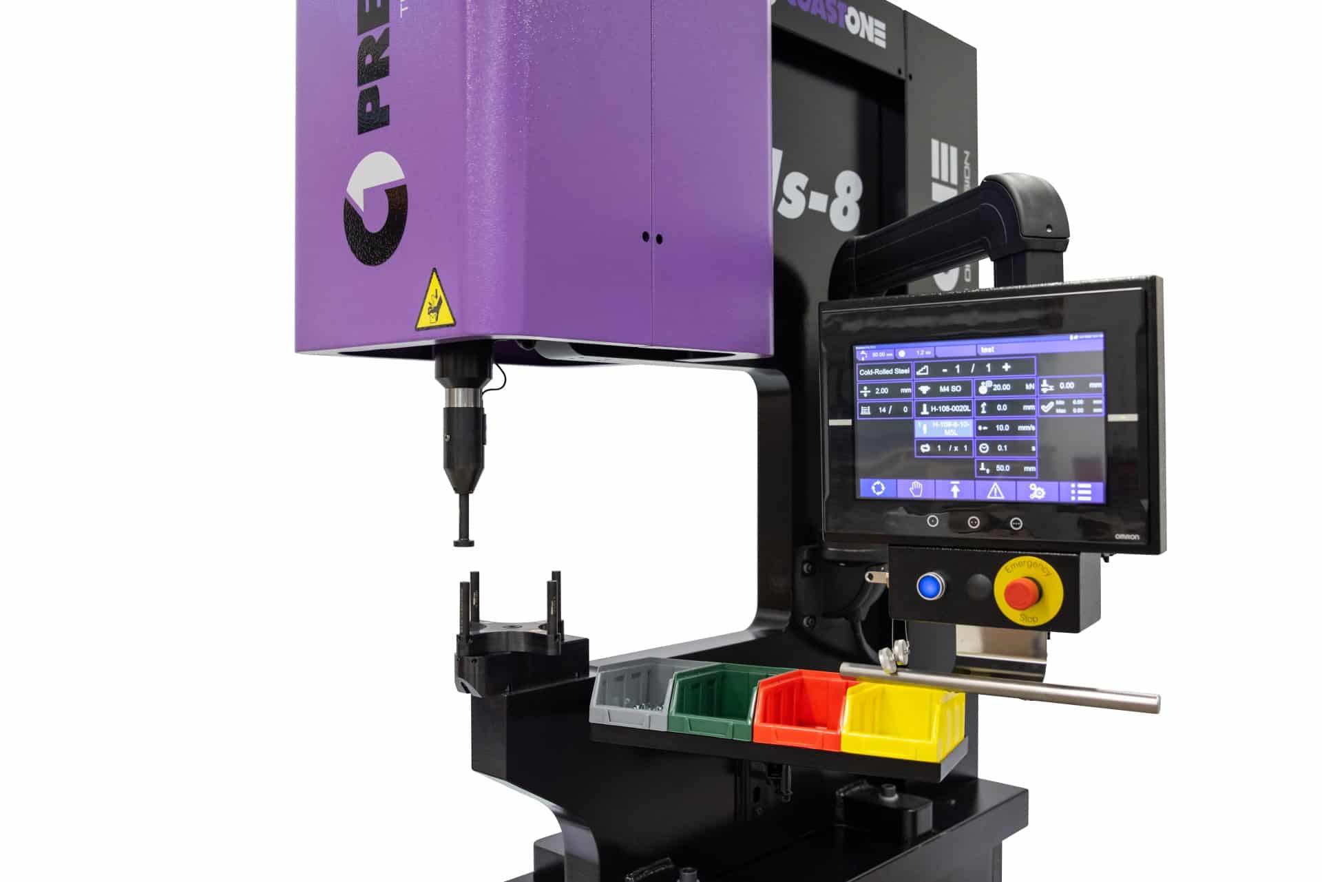 PressOne Hardware Insertion Machine, close up of touchscreen